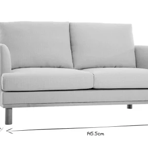 Canapé Scandinave 2 Places En Tissu Beige Et Bois Clair HOBART 19