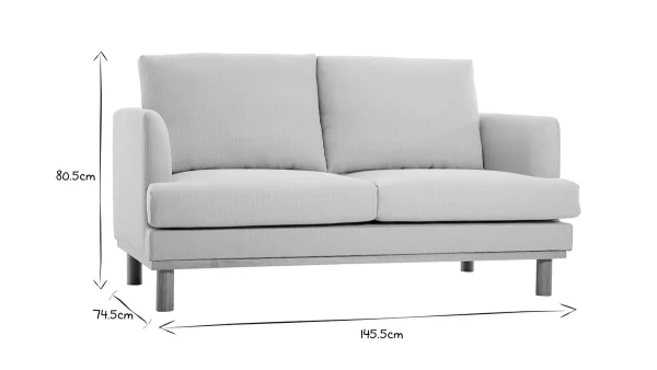 Canapé Scandinave 2 Places En Tissu Beige Et Bois Clair HOBART 7