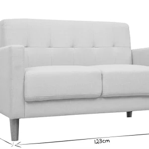 Canapé Scandinave 2 Places En Tissu Beige Et Bois Clair MOON outlet 19