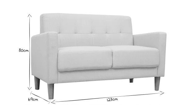 Canapé Scandinave 2 Places En Tissu Beige Et Bois Clair MOON outlet 7
