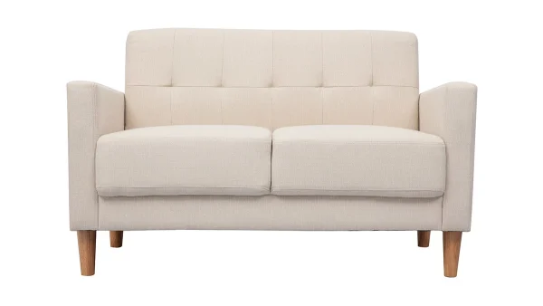 Canapé Scandinave 2 Places En Tissu Beige Et Bois Clair MOON outlet 1