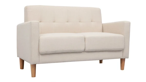 Canapé Scandinave 2 Places En Tissu Beige Et Bois Clair MOON outlet 3