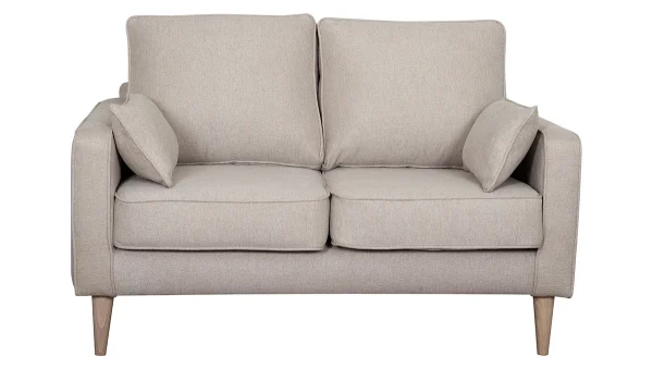 soldes luxe Canapé Scandinave 2 Places En Tissu Beige Et Bois Clair PAPEL 1