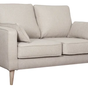 soldes luxe Canapé Scandinave 2 Places En Tissu Beige Et Bois Clair PAPEL 9