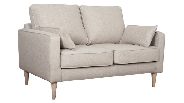 soldes luxe Canapé Scandinave 2 Places En Tissu Beige Et Bois Clair PAPEL 3