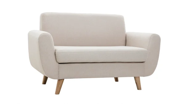 Canapé Scandinave 2 Places En Tissu Beige Et Bois Clair PURE 3