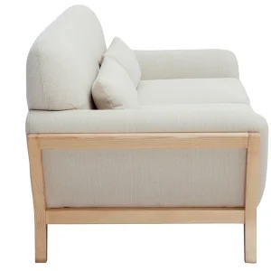 Canapé Scandinave 2 Places En Tissu Beige Et Bois Clair YOKO 13