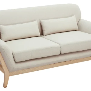 Canapé Scandinave 2 Places En Tissu Beige Et Bois Clair YOKO 11