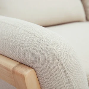 Canapé Scandinave 2 Places En Tissu Beige Et Bois Clair YOKO 17