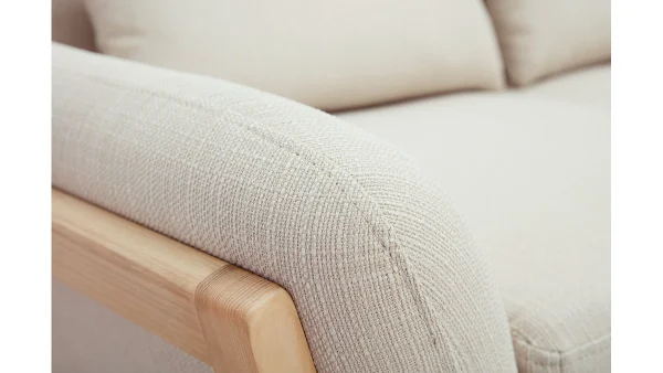Canapé Scandinave 2 Places En Tissu Beige Et Bois Clair YOKO 6