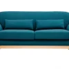 Canapé Scandinave 2 Places En Tissu Bleu Canard Et Bois Clair YOKO 22