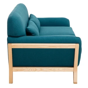 Promotio de vente Canapé Scandinave 2 Places En Tissu Bleu Canard Et Bois Clair YOKO 12