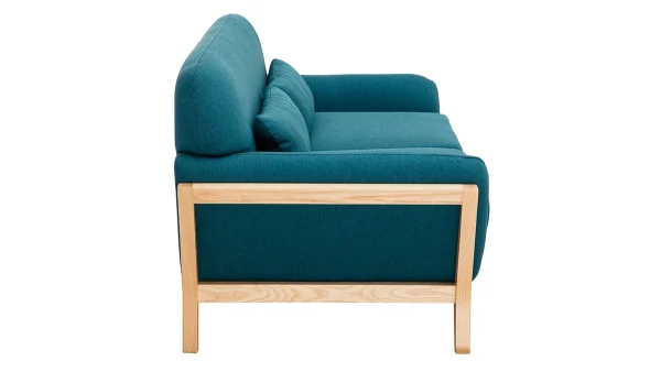 Promotio de vente Canapé Scandinave 2 Places En Tissu Bleu Canard Et Bois Clair YOKO 4