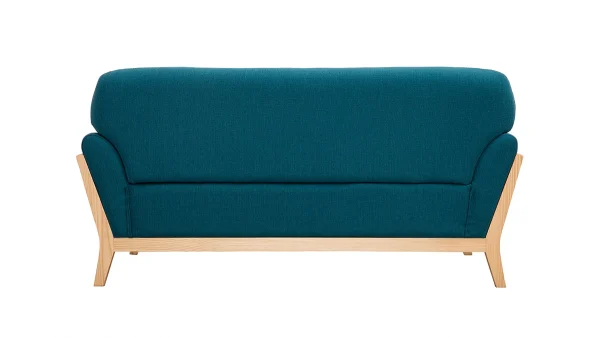 Promotio de vente Canapé Scandinave 2 Places En Tissu Bleu Canard Et Bois Clair YOKO 5