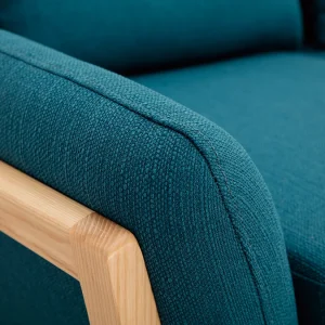 Promotio de vente Canapé Scandinave 2 Places En Tissu Bleu Canard Et Bois Clair YOKO 16
