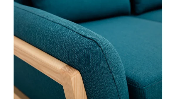 Promotio de vente Canapé Scandinave 2 Places En Tissu Bleu Canard Et Bois Clair YOKO 6
