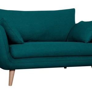 grande surprise Canapé Scandinave 2 Places En Tissu Bleu Paon Et Bois Clair CREEP 9