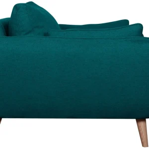 grande surprise Canapé Scandinave 2 Places En Tissu Bleu Paon Et Bois Clair CREEP 11