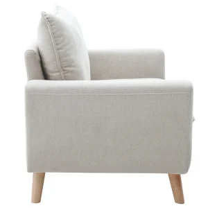 Canapé Scandinave 2 Places En Tissu Effet Velours Grège Et Bois Clair JONAS 12