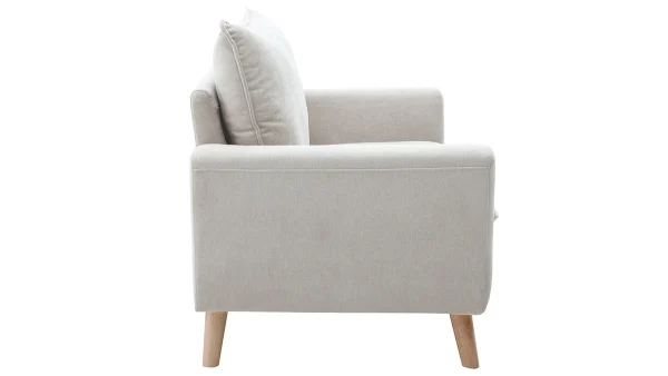Canapé Scandinave 2 Places En Tissu Effet Velours Grège Et Bois Clair JONAS 4