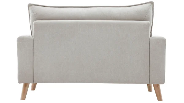 Canapé Scandinave 2 Places En Tissu Effet Velours Grège Et Bois Clair JONAS 5
