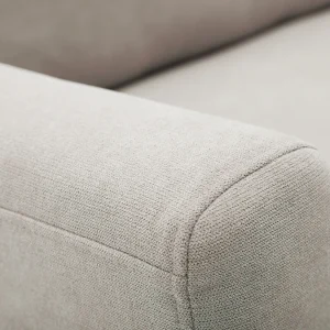 Canapé Scandinave 2 Places En Tissu Effet Velours Grège Et Bois Clair JONAS 16