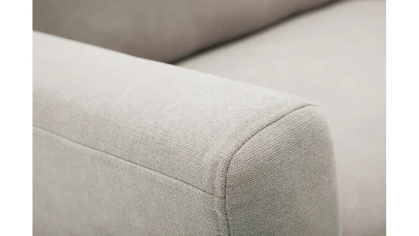 Canapé Scandinave 2 Places En Tissu Effet Velours Grège Et Bois Clair JONAS 6