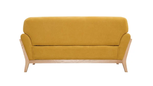 Canapé Scandinave 2 Places En Tissu Effet Velours Jaune Moutarde Et Bois Clair YOKO 5
