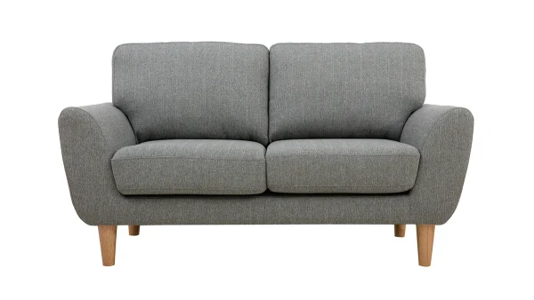 Canapé Scandinave 2 Places En Tissu Gris Et Bois Clair ALICE 1