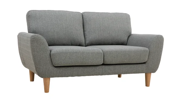 Canapé Scandinave 2 Places En Tissu Gris Et Bois Clair ALICE 3