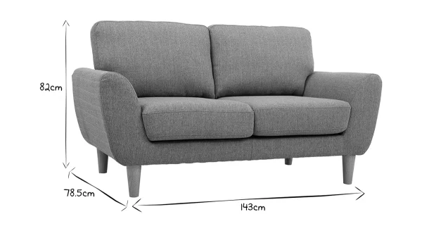 Canapé Scandinave 2 Places En Tissu Gris Et Bois Clair ALICE 7
