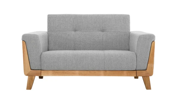 Canapé Scandinave 2 Places En Tissu Gris Et Bois Clair FJORD 1