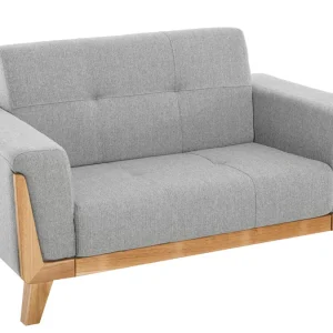 Canapé Scandinave 2 Places En Tissu Gris Et Bois Clair FJORD 10
