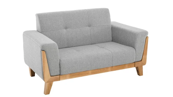 Canapé Scandinave 2 Places En Tissu Gris Et Bois Clair FJORD 3