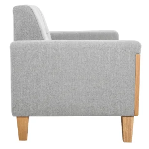 Canapé Scandinave 2 Places En Tissu Gris Et Bois Clair FJORD 12