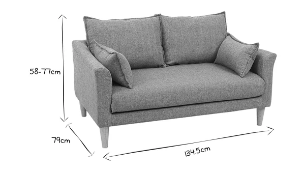 france Canapé Scandinave 2 Places En Tissu Gris Et Bois Clair KATE 6