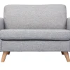 Canapé Scandinave 2 Places En Tissu Gris Et Bois Clair PURE 28