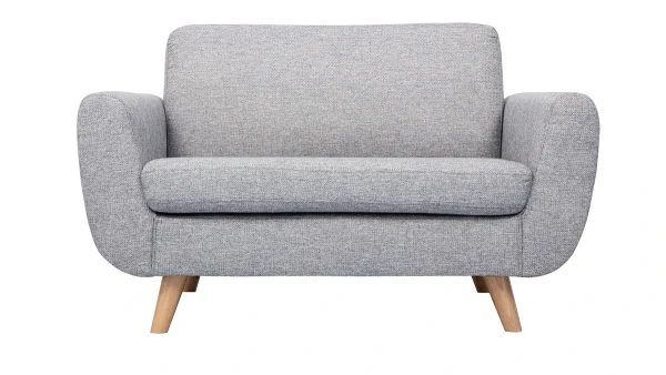 Canapé Scandinave 2 Places En Tissu Gris Et Bois Clair PURE 1