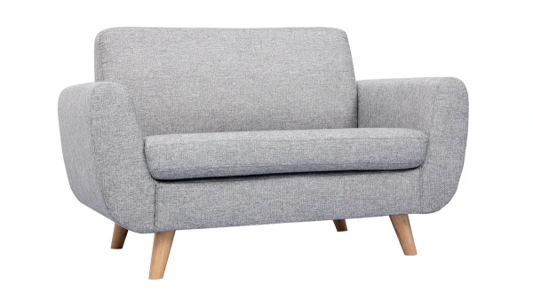 Canapé Scandinave 2 Places En Tissu Gris Et Bois Clair PURE 3