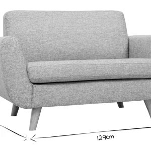Canapé Scandinave 2 Places En Tissu Gris Et Bois Clair PURE 19