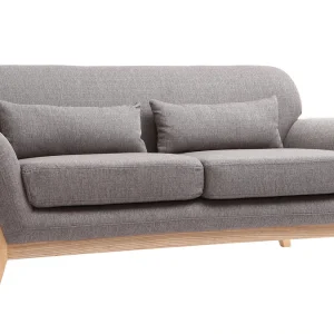 Canapé Scandinave 2 Places En Tissu Gris Et Bois Clair YOKO 10