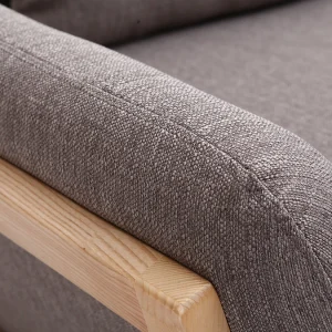 Canapé Scandinave 2 Places En Tissu Gris Et Bois Clair YOKO 14