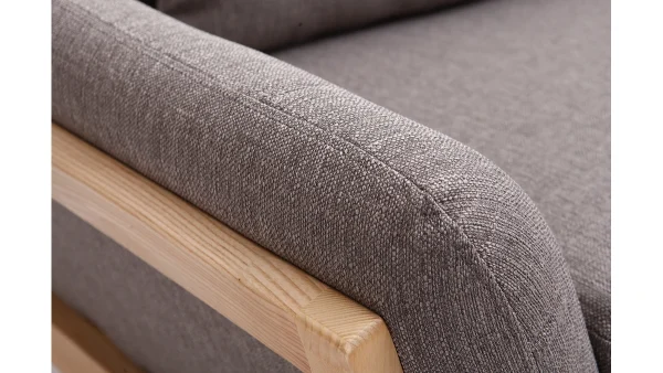 Canapé Scandinave 2 Places En Tissu Gris Et Bois Clair YOKO 5