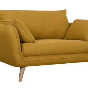 Canapé Scandinave 2 Places En Tissu Jaune Cumin Et Bois Clair CREEP 9