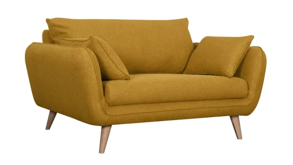 Canapé Scandinave 2 Places En Tissu Jaune Cumin Et Bois Clair CREEP 3