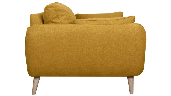 Canapé Scandinave 2 Places En Tissu Jaune Cumin Et Bois Clair CREEP 4
