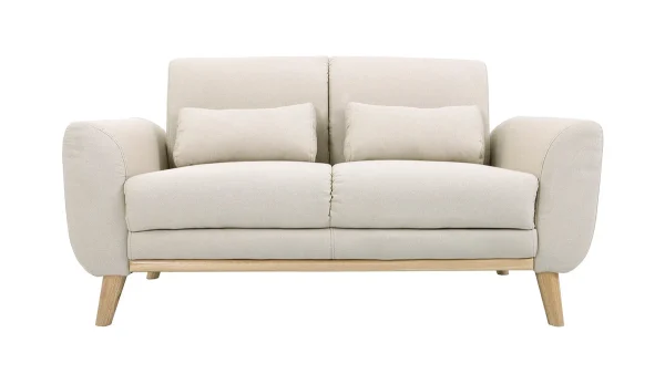 beauté Canapé Scandinave 2 Places En Tissu Naturel Et Bois Clair EKTOR 1