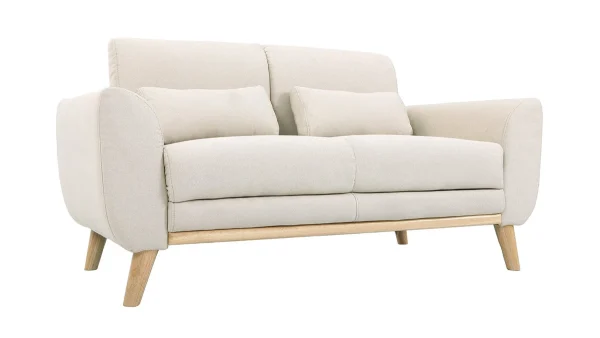 beauté Canapé Scandinave 2 Places En Tissu Naturel Et Bois Clair EKTOR 3