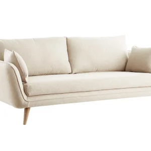 Canapé Scandinave 3 Places En Tissu Beige Et Bois Clair CREEP 12