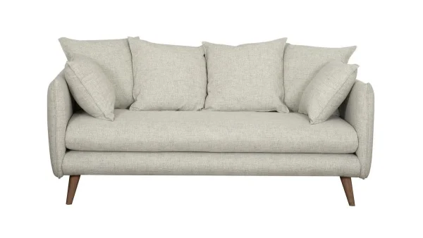 Canapé Scandinave 3 Places En Tissu Beige Et Bois Clair OLYMPIA 1